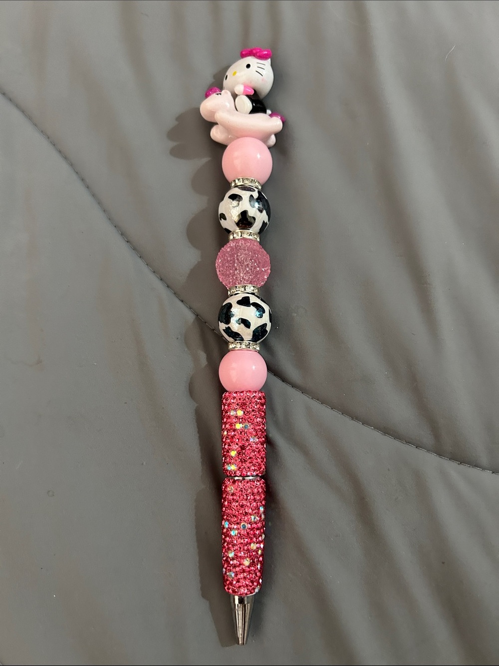 Hello Kitty Pink Beaded Pen - Pink, Black & White